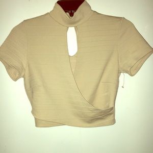 Fashion Nude High Neck Crop Top